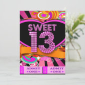Invitation 13th Sweet 13 Anniversaire Party Billets d'entrée (Debout devant)
