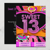 Invitation 13th Sweet 13 Anniversaire Party Billets d'entrée (Devant / Derrière)