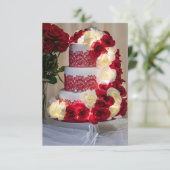 Invitation 1458-Gâteau de Mariage, Bouquet, Anneaux et Voile (Debout devant)