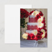 Invitation 1458-Gâteau de Mariage, Bouquet, Anneaux et Voile (Devant / Derrière)