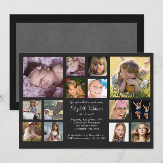 Invitation 14 Collage de photos (Devant / Derrière)