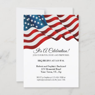 Invitation 14 juillet Drapeau Rouge Blanc Bleu qui