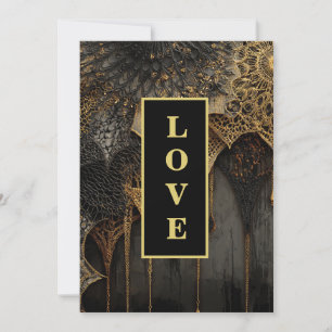 Invitation *~ 14 RSVP AR26 QR Gold Lace LOVE Mariage de luxe