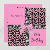 Invitation 14e anniversaire Ado animal de vache ro (Devant / Derrière)