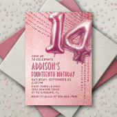 Invitation 14e anniversaire Ado fille Rose or