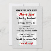 Invitation 14e anniversaire Ado moderne Black White Motif V01 (Dos)