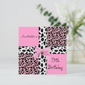 Invitation 14e anniversaire adolescent vache rose (Debout devant)