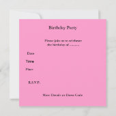 Invitation 14e anniversaire adolescent vache rose (Dos)