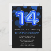Invitation 14e anniversaire Ballons Enfants Blue Boy Party (Devant)