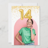Invitation 14e anniversaire Confetti Photo fête d'anniversair (Devant)