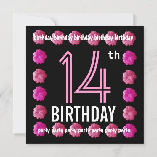 Invitation 14e anniversaire de fleur rose pour son W764 (Devant)