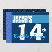 Invitation 14e anniversaire de l'Ado Motif du Blue Star (Devant / Derrière)