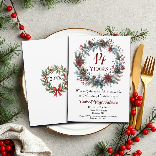 Invitation 14e anniversaire du Mariage hiver