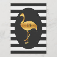 14e anniversaire Flamant rose d'or noir blanc rayu