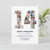 Invitation 14e anniversaire Numéro 14 Photo personnalisée Col (Debout devant)