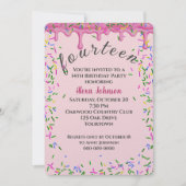 Invitation 14e Anniversaire Pink Icing Et Sprinkles (Devant)