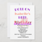 Invitation 14e anniversaire Retro Roller Patinage Purple Sunb (Dos)