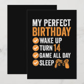 Invitation 14e tour 14 Mon anniversaire de jeu parfait (Devant / Derrière)