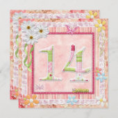 Invitation 14ème anniversaire style scrapbooking (Devant / Derrière)