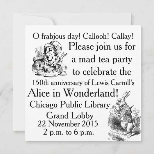 Invitation 150e anniversaire d'Alice au pays des merveilles (Dos)