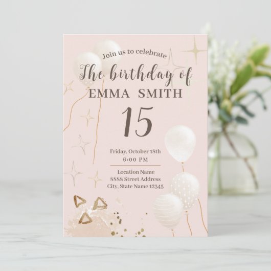 Invitation 15 ans anniversaire (Debout devant)