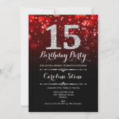 Invitation 15e anniversaire - Argent rouge (Devant)