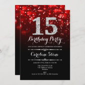 Invitation 15e anniversaire - Argent rouge (Devant / Derrière)