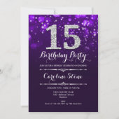 Invitation 15e anniversaire - Argent violet (Devant)