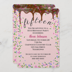 Invitation 15e Anniversaire Avec Glace Au Chocolat Et Saupoud