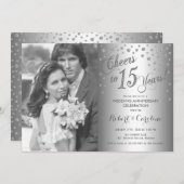 Invitation 15e anniversaire avec photo - argent diamant (Devant / Derrière)