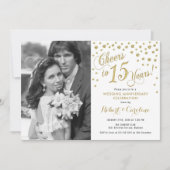 Invitation 15e anniversaire avec photo - Or Blanc (Devant)