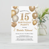 Invitation 15e anniversaire Ballons de Parties scintillant bl (Debout devant)