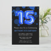 Invitation 15e anniversaire Ballons Enfants Blue Boy Party (Debout devant)