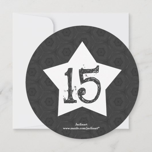 Invitation 15e anniversaire Black Circle White Stars W10D (Dos)
