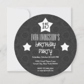 Invitation 15e anniversaire Black Circle White Stars W10D (Devant)