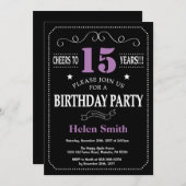 Invitation 15e anniversaire Chalet mauve et noir (Devant / Derrière)