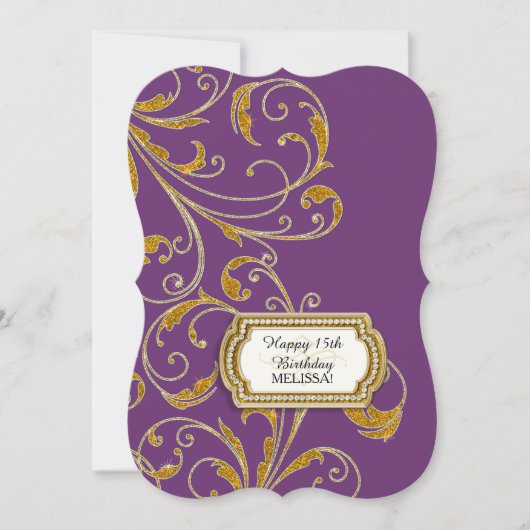 Invitation 15E Anniversaire de la fête Glam Old Hollywood Reg (Devant)