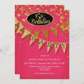 Invitation 15e anniversaire de la fête Pennant bannière Confe (Devant / Derrière)