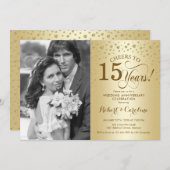 Invitation 15e anniversaire de mariage avec photo - Or (Devant / Derrière)