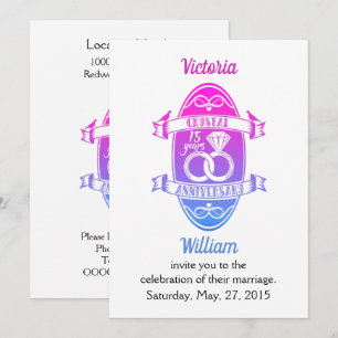 Invitation 15e anniversaire de mariage cristal traditionnel