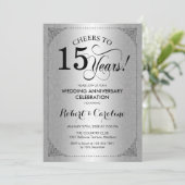 Invitation 15e anniversaire de mariage - Damask noir argenté (Debout devant)