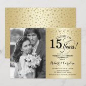 Invitation 15e anniversaire de mariage en or avec photo (Devant / Derrière)