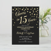 Invitation 15e anniversaire de mariage - Noir et O (Debout devant)