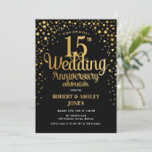 Invitation 15e anniversaire de mariage - Noir et or (Debout devant)