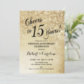 Invitation 15e anniversaire de mariage or (Debout devant)