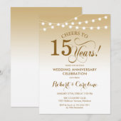 Invitation 15e anniversaire de mariage - Or Blanc (Devant / Derrière)