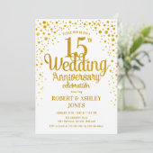 Invitation 15e anniversaire de mariage - Or & Blanc (Debout devant)