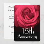 Invitation 15e Anniversaire de Mariage Rose Rouge Rubis A02D (Devant / Derrière)