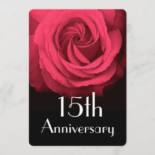Invitation 15e anniversaire de mariage Ruby Red Rose A02D