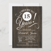 Invitation 15e anniversaire de mariage rustique avec motif en (Devant)